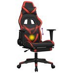 vidaXL Chaise de jeu de massage avec repose-pied Noir&Rouge Similicuir
