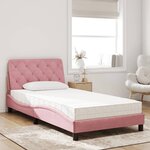 vidaXL Lit avec matelas rose 100x200 cm velours