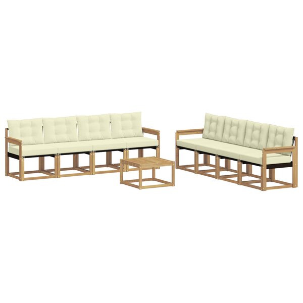vidaXL Ensemble de canapés d'extérieur 9 Pièces Blanc et crème