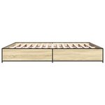 vidaXL Cadre de lit chêne sonoma 180x200 cm bois d'ingénierie et métal