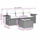 vidaXL Salon de jardin 4 Pièces avec coussins noir résine tressée