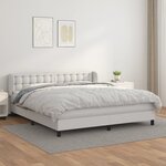 vidaXL Sommier à lattes de lit avec matelas Blanc 160x200cm Similicuir