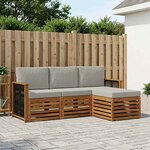 vidaXL Ensemble de canapés d'extérieur 4 Pièces Naturel et gris clair