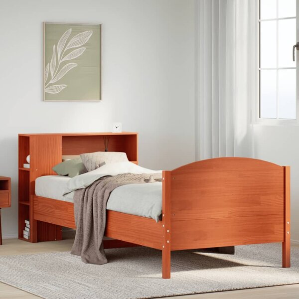 vidaXL Lit bibliothèque sans matelas cire marron 90x200 cm pin massif