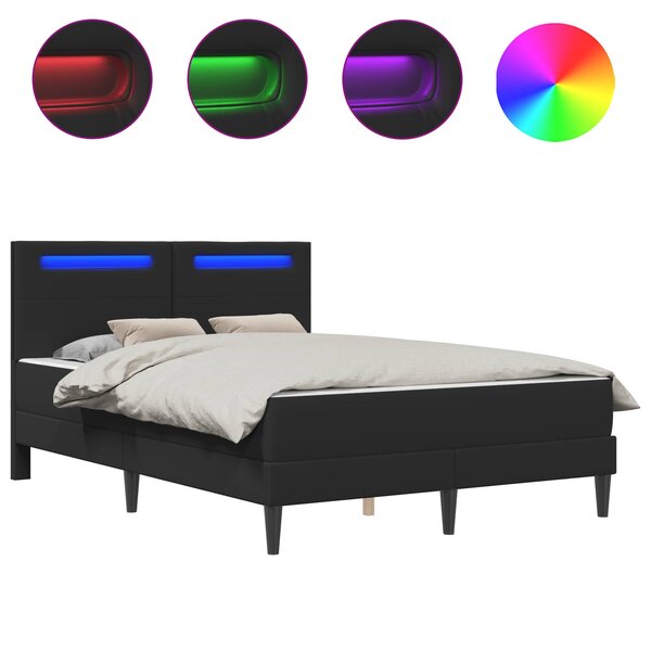 vidaXL Cadre de lit avec bandes LED Noir 140 x 190 cm Simili cuir