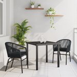 vidaXL Set de salle à manger de jardin 3 pièces en rotin poly noir