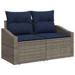 vidaXL Ensemble de canapé de jardin 7 Pièces Gris Poly rotin