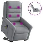 vidaXL Fauteuil inclinable de massage électrique Gris clair Tissu