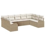 vidaXL Ensemble de canapé de jardin 9 Pièces Beige et blanc polyrotin