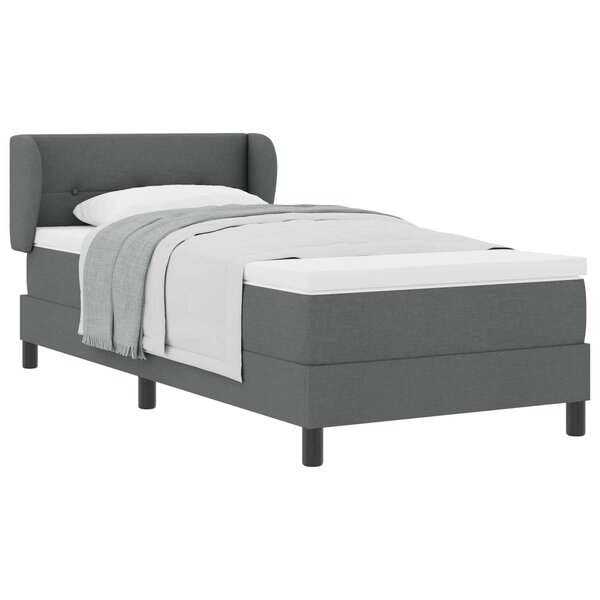 vidaXL Lit à ressorts avec matelas Gris foncé 90 x 190 cm tissu