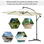 Parasol déporté octogonal inclinable rabattable diamètre 3 m parasol de jardin avec pied en croix crème