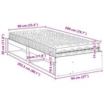 vidaXL Lit de jour avec matelas blanc 90x200 cm bois de pin massif