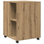 vidaXL Table d'appoint avec roues chêne artisanal bois d'ingénierie