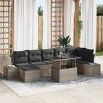 vidaXL Ensemble de canapé de jardin avec coussin 8 Pièces Gris