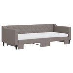 vidaXL Lit de jour avec gigogne et matelas taupe 90x200 cm tissu