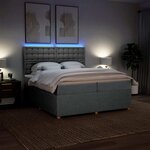 vidaXL Sommier à lattes de lit avec matelas Gris clair 200x200cm Tissu