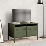 vidaXL Meuble TV vert olive 68x39x43 5 cm acier laminé à froid