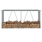 vidaXL Abri de stockage de bois Acier galvanisé 330x84x152 cm Gris