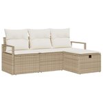 vidaXL Ensemble de canapé de jardin 4 Pièces Beige Poly rotin