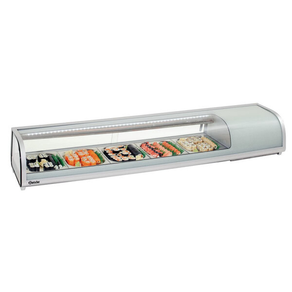 Présentoir réfrigéré à sushis - 5 x gn 1/2 - bartscher - r600a - plastique 1800x425x295mm