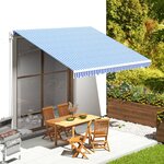 vidaXL Tissu de remplacement pour auvent Bleu et blanc 4x3 5 m