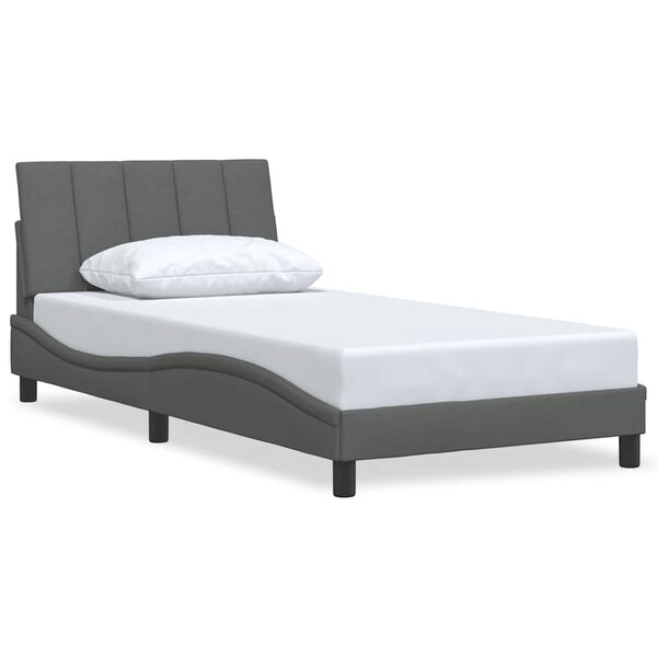 vidaXL Cadre de lit sans matelas gris foncé 100x200 cm tissu
