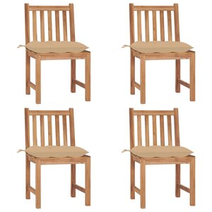 vidaXL Chaises de jardin lot de 4 avec coussins Bois de teck massif