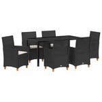 vidaXL Ensemble de salle à manger pour jardin 7 Pièces Noir polyrotin