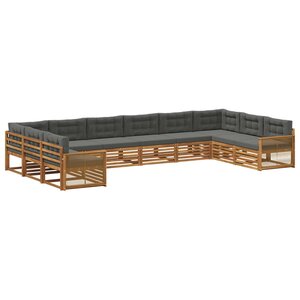 vidaXL Ensembles de canapés avec coussin 10 Pièces Bois d'Acacia Massif