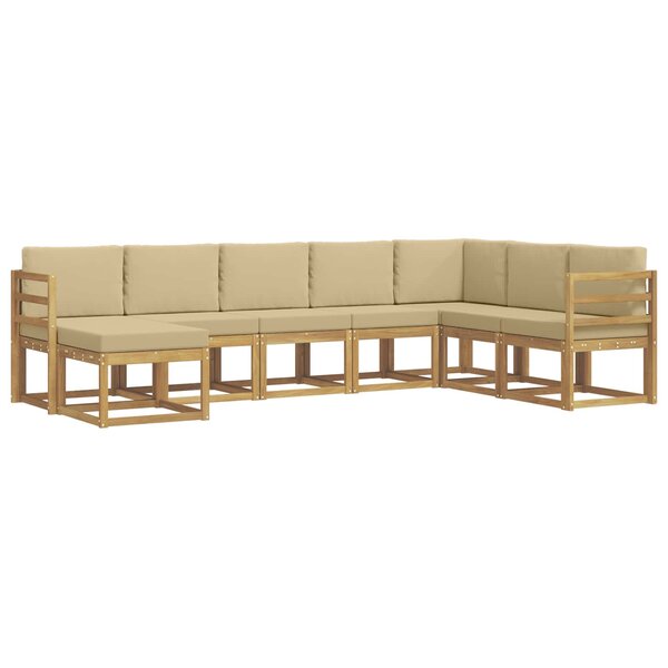 vidaXL Ensemble de canapés d'extérieur 8 pc Blanc et Beige