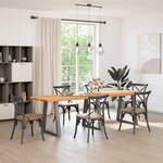 vidaXL Table à manger avec bord naturel 280x80x74 cm bois massif chêne