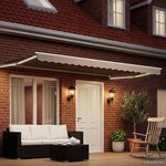vidaXL Store rétractable manuel avec LEDs Beige et blanc 4 × 3 m