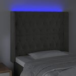 vidaXL Tête de lit à LED Gris foncé 93x16x118/128 cm Velours
