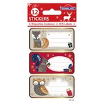 12 étiquettes adhésives de Noël - Animaux de la forêt