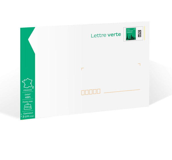 Prêt-à-Poster - Lettre Verte - 100g - Format C5 - Enveloppe à l'unité