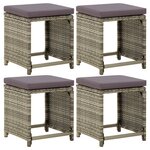 vidaXL Tabourets de jardin lot de 4 avec coussins Résine tressée Gris