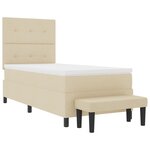 vidaXL Lit à Ressorts avec Matelas & Banc Crème 90x200 cm Tissu