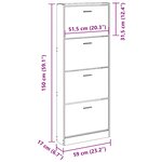 vidaXL Armoire à chaussure Blanc brillant 59x17x150 cm Bois ingénierie