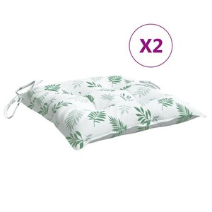 vidaXL Coussins de chaise lot de 2 à motif de feuilles 40x40x7 cm