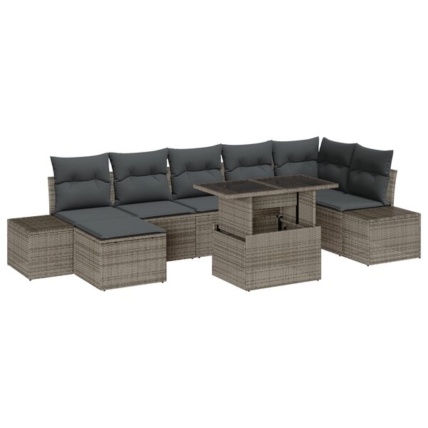 vidaXL Ensemble de canapés de jardin 8 pièces avec coussins Gris en poly rattan