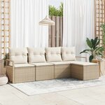 vidaXL Ensemble de canapé de jardin 5 Pièces Beige Poly rotin