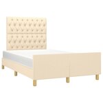vidaXL Cadre de lit avec tête de lit crème 120x190 cm tissu