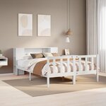 vidaXL Lit bibliothèque sans matelas blanc 135x190 cm bois pin massif