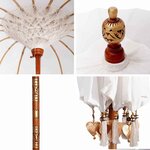 vidaXL Parasol Crème x 250 cm Coton et bois massif