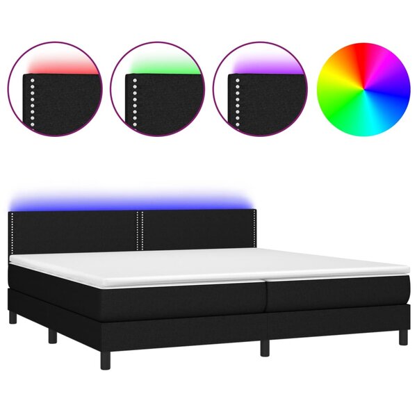 vidaXL Sommier à lattes de lit et matelas et LED Noir 200x200 cm Tissu