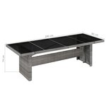 vidaXL Table de jardin 240x90x74 cm Résine tressée et verre