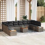vidaXL Ensemble de canapé de jardin 11 Pièces Gris Poly rotin