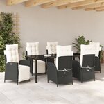 vidaXL Ensemble de salle à manger de jardin 7 pièces en rattan poly noir