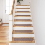 vidaXL Tapis Antidérapants pour Escaliers 15 Pièces Marron clair