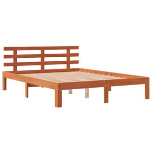 vidaXL Cadre de lit sans matelas cire marron 135x190cm bois pin massif